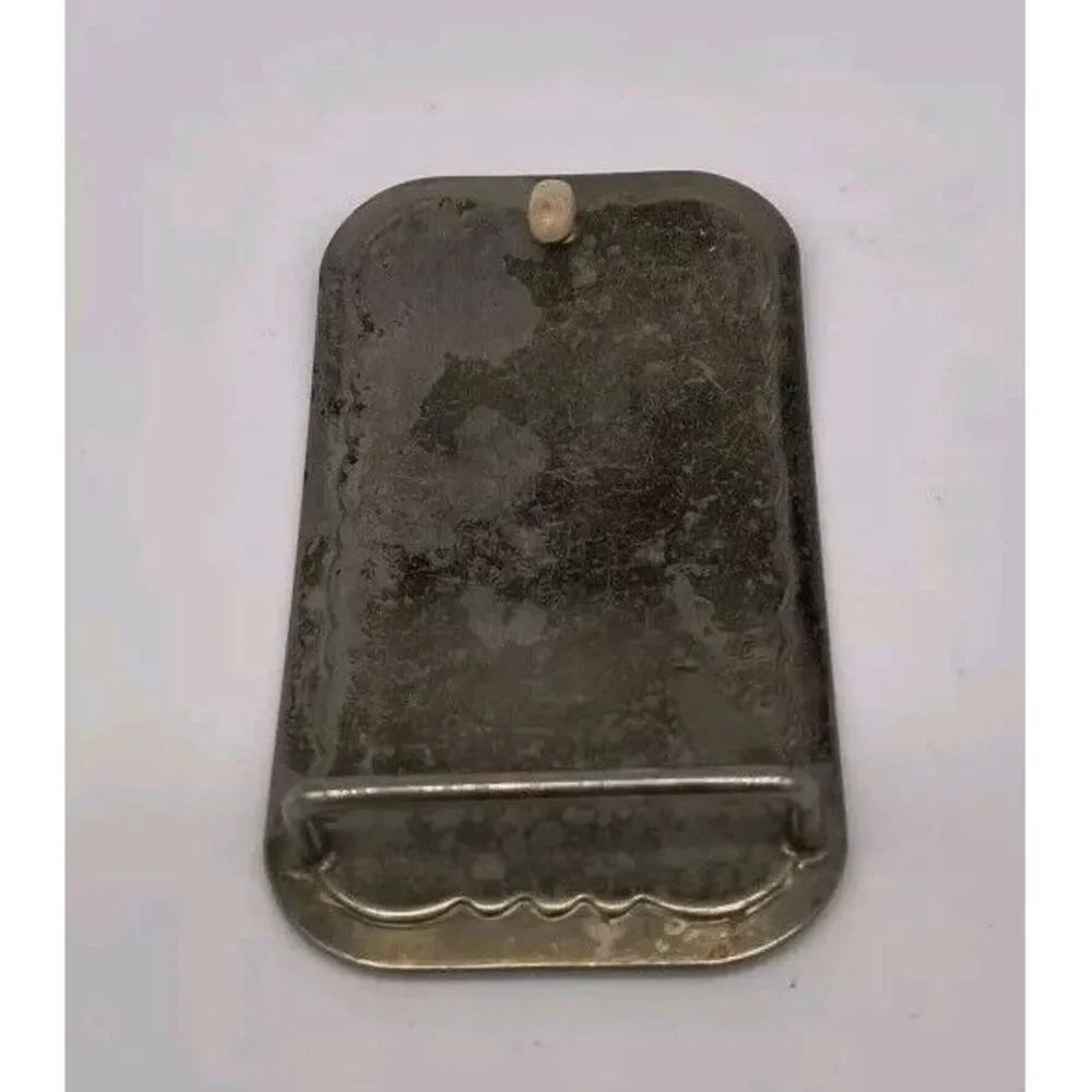 Vintage Nickel Plated Metal Western Cowboy Belt Buckle Rectangular